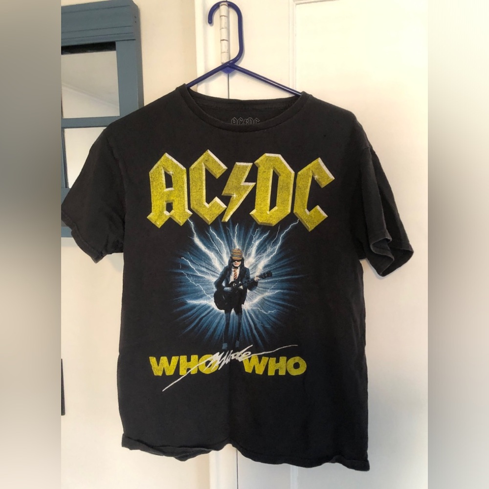 AC/DC Black Tee with White and yellow  Logo